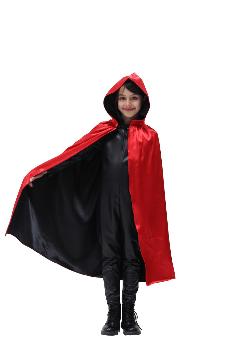 MANTELLO CAPPUCCIO DOUBLE ROSSO-NERO BAMBINO